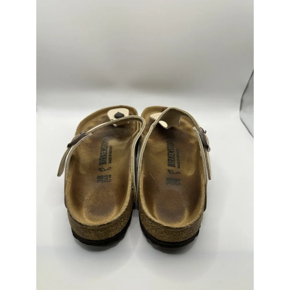 Birkenstock Gizeh Womens 38 US 7 Pearl White Birko Flor T Strap‎ Thong Sandals